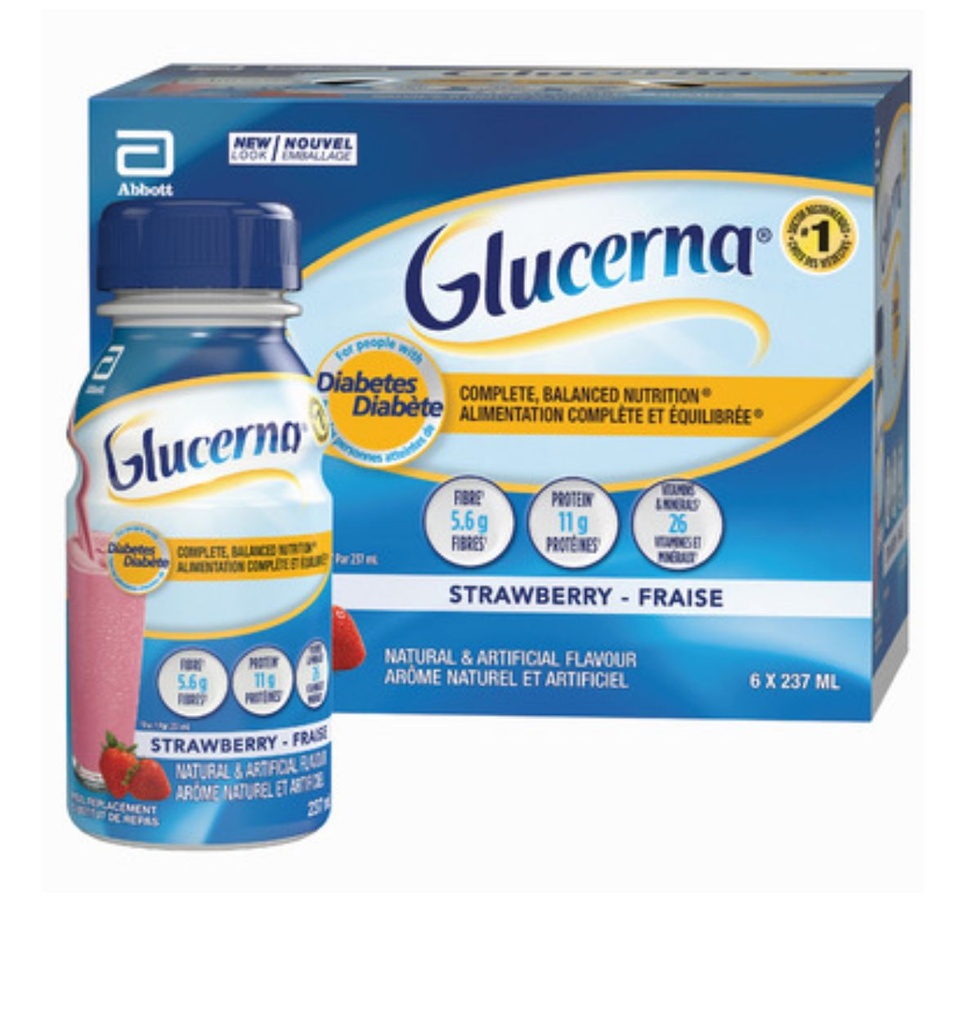 GLUCERNA DIABÉTIQUE FRAISE PACK DE 6PCS