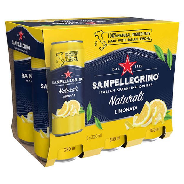 Jus San Pellegrino Naturali - Boisson pétillante Limonata, citron,  6× 330 mL