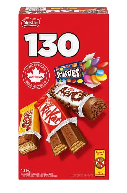 KITKAT NESTLE , Lot de 130 mini barres de chocolat et nbons assortis , Coffee Crisp, Aero, 
