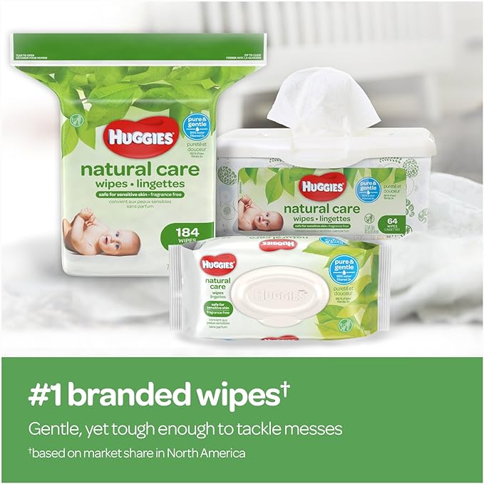 Lingettes Huggies Natural Care Plus, paquet 64 pieces