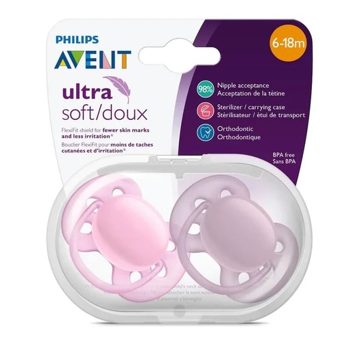 TÉTINE AVENT ROSE 6-18M ROSE 2X