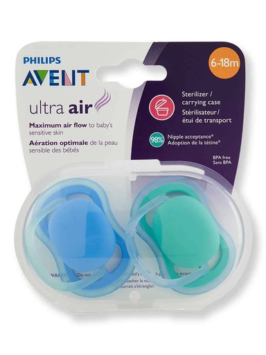 TÉTINE SUCETTE AVENT VERT BLEU 6-18M 2X