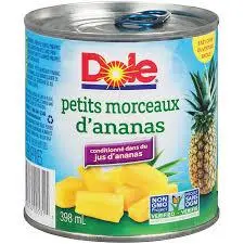 Petits morceaux d'ananas dans du jus d'ananas de Dole 398 ml