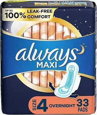 Always Maxi Overnight , Size 4, 33 SERVIETTES
