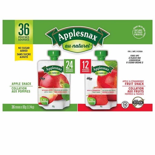Applesnax - Collations à la pomme saveurs variées, 36 × 90 g