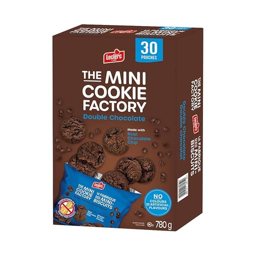 BISCUITS MINI COOKIE DOUBLE CHOCOLAT,780G, 30 SACHETS