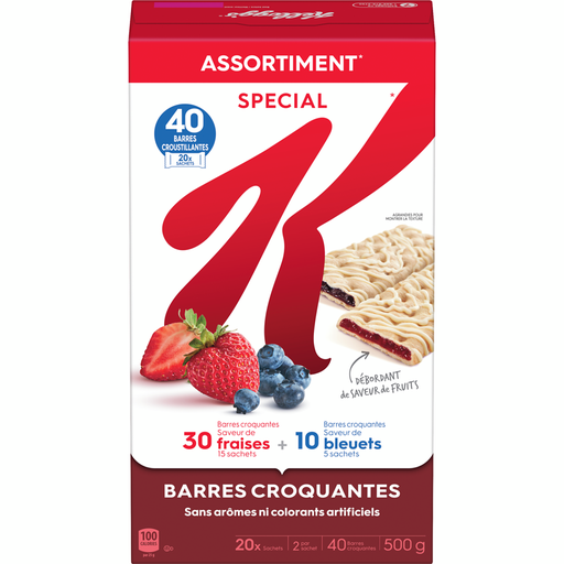 BISCUITS SPECIAL K BARRE CROQUANTES DE SAVEUR FRAISES 60 SACHETS