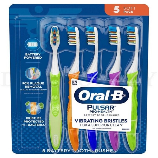 BROSSE A DENT ORAL-B    à poils doux, Pulsar Pro-Health à batterie PACK 5