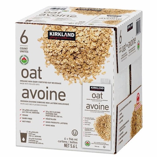 Boisson d'avoine biologique Kirkland, 6 x 946 mL