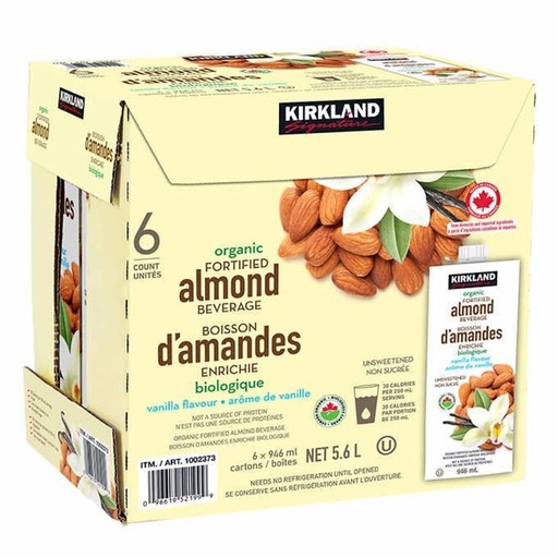 Boisson d’amandes biologique, vanille- Kirkland Signature ,6 × 946 ml