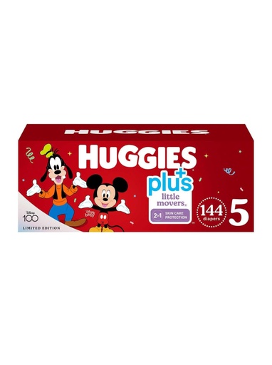 Couche Huggies  Little Movers Plus, Tailles 5, 144 piéces