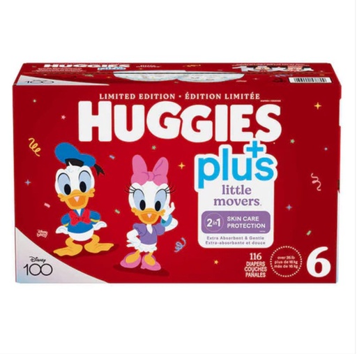Couche Huggies  Little Movers Plus, Tailles 6, 116piéces