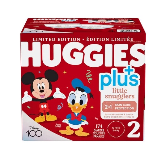 Couche Huggies Little Snugglers Plus, Tailles 2, 174 piéces