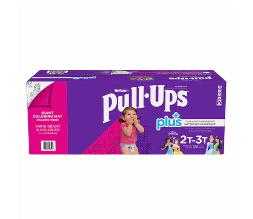 Couche Huggies Pull-Ups Plus Fille 2T-3T Paquet de 128