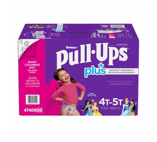 Couche Huggies Pull-Ups Plus Fille 4T-5T Paquet de 102