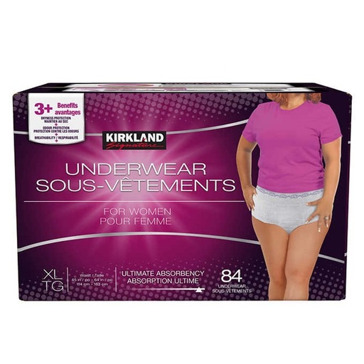 Couche Sous-vêtements de protection pour femmes, Kirkland XL, 84 Piéces