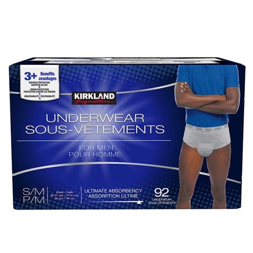 Couche Sous-vêtements de protection pour hommes,Kirkland, SP/M,  92 Piéces