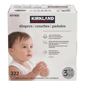 Couches, Kirkland taille 3 , 222 pièces