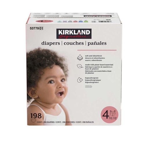 Couches, Kirkland taille 4 , 198 pièces