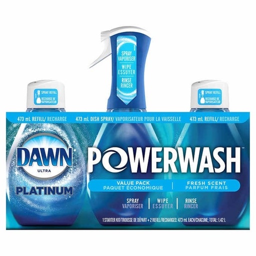 Dawn - Vaporisateur de savon à vaisselle Platinum Powerwash avec recharges