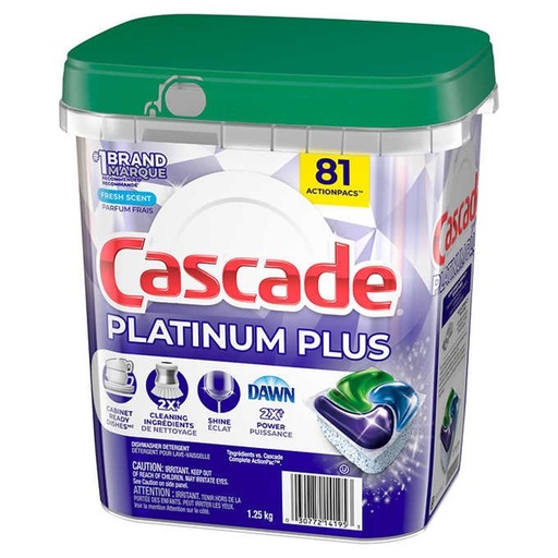 Détergent lave vaisselles, Cascade Platinum Plus, 81 ActionPacs