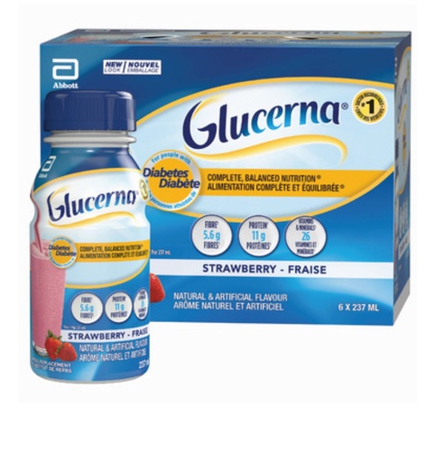 GLUCERNA DIABÉTIQUE FRAISE PACK DE 6PCS