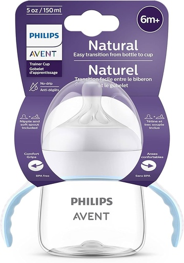 GOBELET D'APPRENTISSAGE,AVEC TÉTINE  ET BEC SOUPLE, PHILIPS AVENT,150ML ,6M+