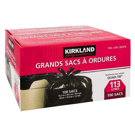 Grands sacs à ordures à nœuds, Kirkland, Paquet de 100 P