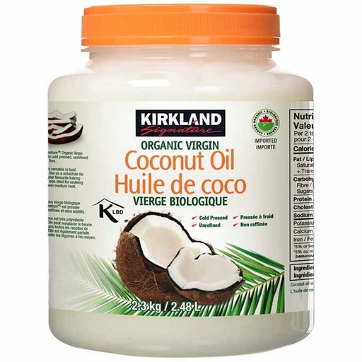 Huile de noix de coco vierge biologique, Kirkland,  2,3 kg