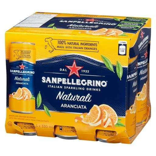 Jus San Pellegrino Naturali - Boisson pétillante Aranciata  6× 330 mL