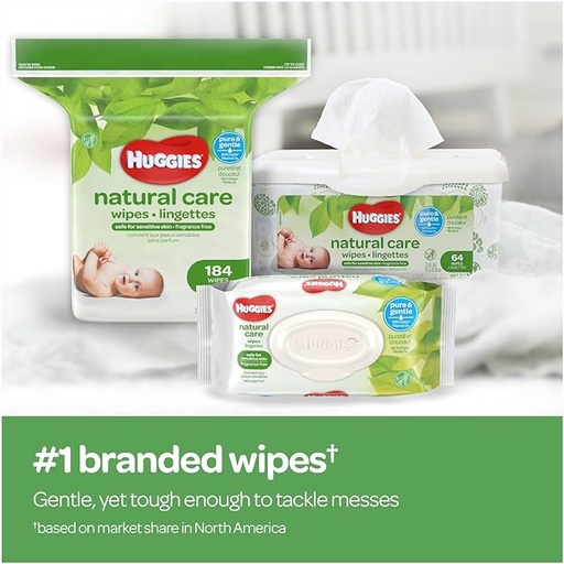 Lingettes Huggies Natural Care Plus, paquet 64 pieces