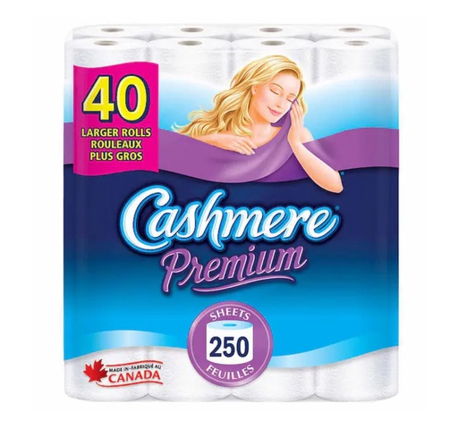 Papier hygiénique doux, épais, hypoallergénique et sans danger pour les fosses septiques,Cashmere Premium, Paquet de 40