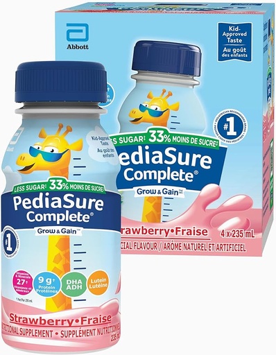 PediaSure Complete, supplément nutritionnel, 4 x 235 mL, fraise